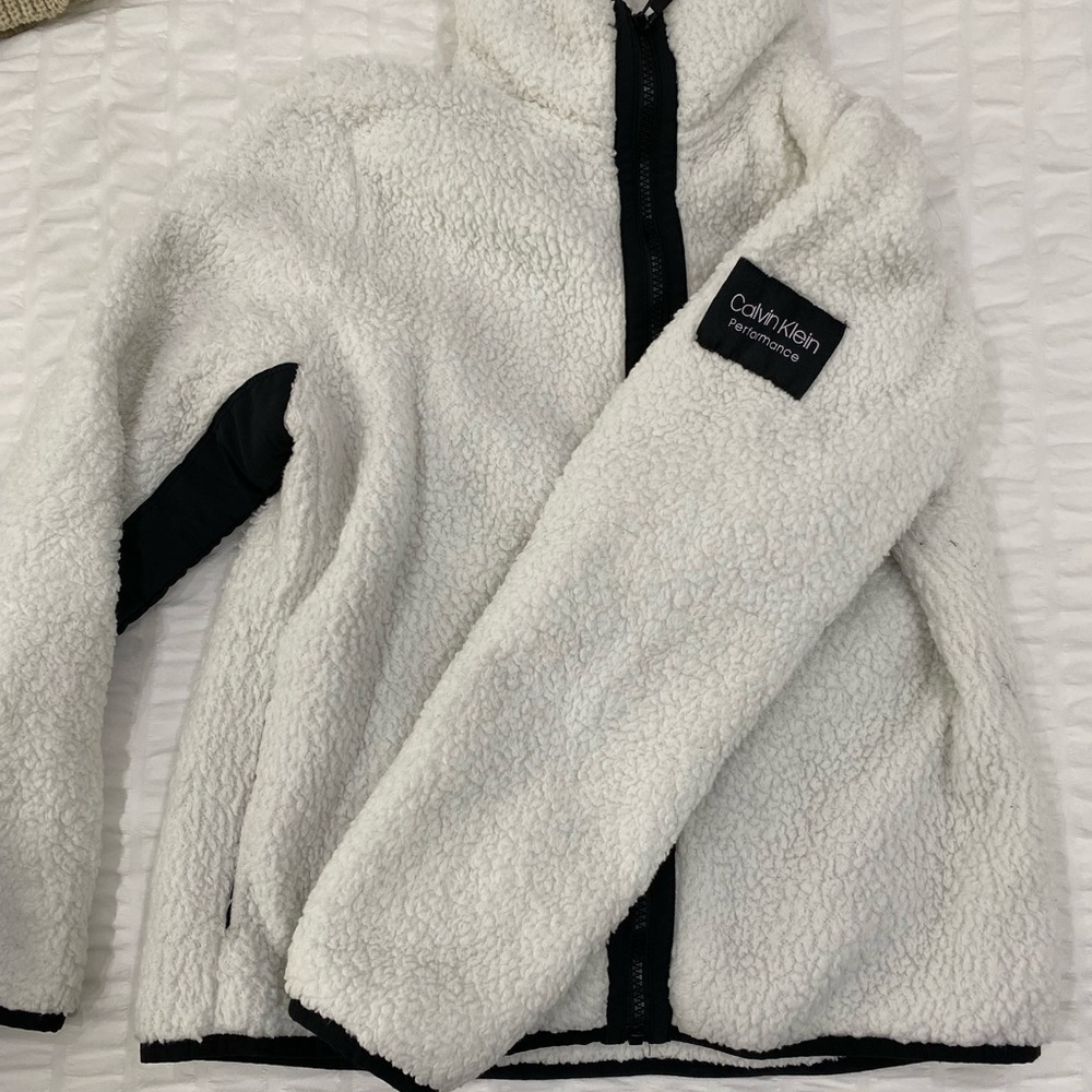 White fuzzy jacket